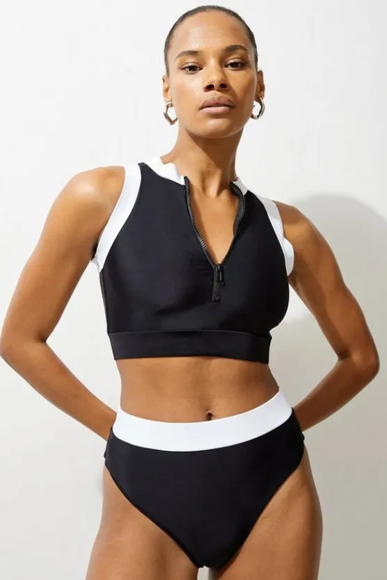 Karen Millen High Waist Cheeky Bikini Bottoms mono Clearance