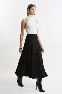 Karen Millen High Waisted Textured Knit Full Midaxi Skirt black Online