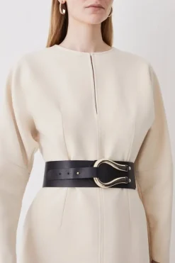 Karen Millen Leather Hardware Detail Waist Belt black New