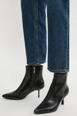 Karen Millen Leather Heeled Ankle Boot black Discount