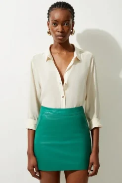 Karen Millen Leather Mini Skirt brightgreen Online