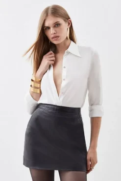 Karen Millen Leather Signature Mini Skirt black New