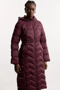 Karen Millen Lightweight Knee Length Packable Coat berry New