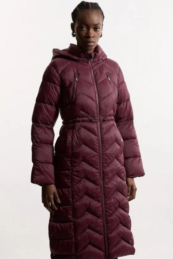 Karen Millen Lightweight Knee Length Packable Coat berry New