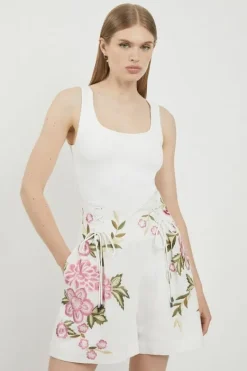 Karen Millen LINEN EMBROIDERED CO-ORD natural Online