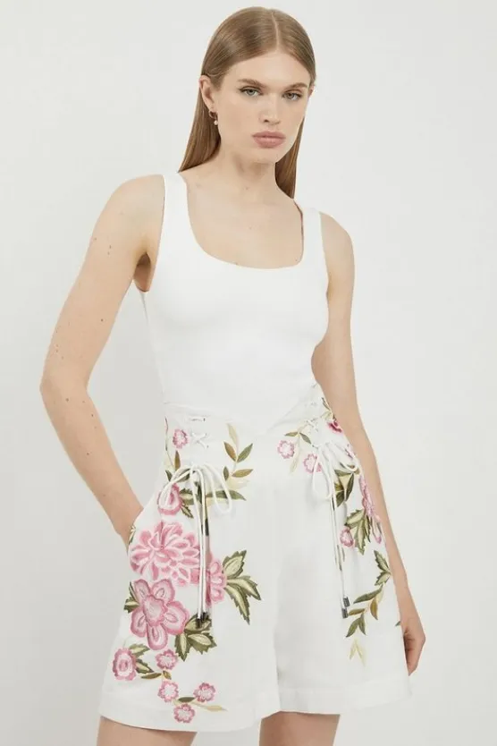 Karen Millen LINEN EMBROIDERED CO-ORD natural Online