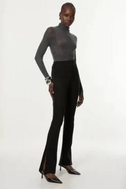 Karen Millen Luxe Ponte Jersey Flared Pants black Clearance