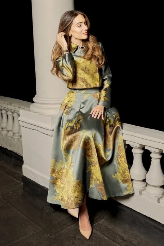 Karen Millen Lydia Millen Jacquard Woven Midaxi Prom Skirt floral Best