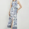 Karen Millen Lydia Millen Petite Cotton Sateen Woven Halter Shirt Dress New