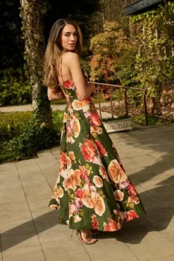 Karen Millen Lydia Millen Petite Floral Linen Woven Strappy Maxi Dress Fashion