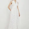 Karen Millen Lydia Millen Petite Lace With Cotton Sateen Woven Halter Dress Sale