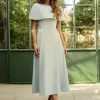 Karen Millen Lydia Millen Petite Structured Crepe Cape Sleeve Full Skirt Tailored Midaxi Dress Best