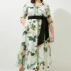 Karen Millen Lydia Millen Plus Size Floral Silk Cotton Woven Shirt Dress Discount