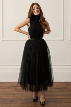 Karen Millen Lydia Millen Tulle Woven Maxi Skirt black Outlet