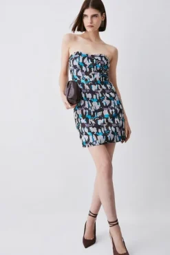 Karen Millen Marble Jacquard Bustier Mini Dress multi Online