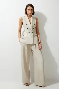 Karen Millen Melange Tailored Suit Set natural Clearance