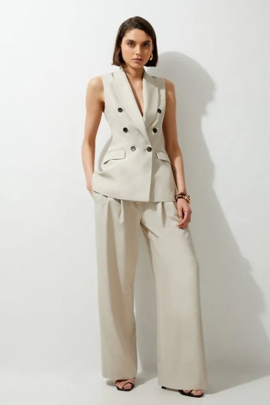 Karen Millen Melange Tailored Suit Set natural Clearance