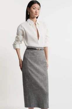 Karen Millen Midi Textured Pencil Skirt mono Best