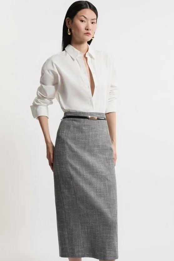 Karen Millen Midi Textured Pencil Skirt mono Best