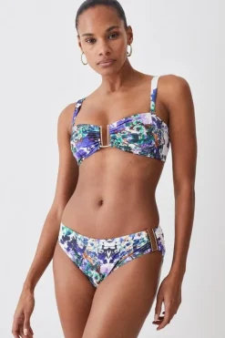 Karen Millen Mirror Print Detachable Strap Gold Trim Bikini set purple Hot