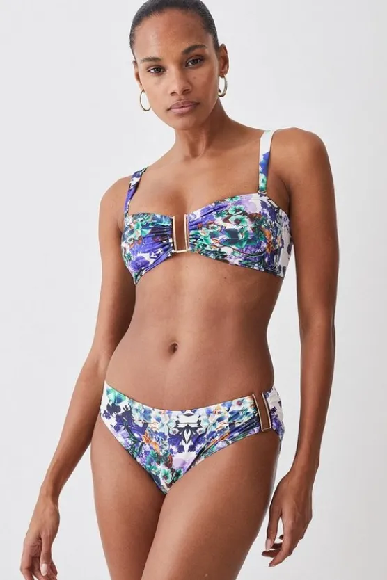 Karen Millen Mirror Print Detachable Strap Gold Trim Bikini set purple Hot