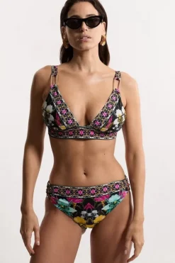 Karen Millen Mirror Print Plunge Bikini Bottoms multi New