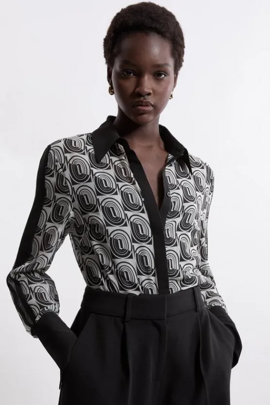 Karen Millen Print Woven Shirt mono Sale