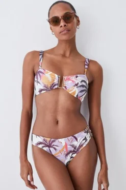 Karen Millen Palm Print Gold Trim Bikini multi Sale