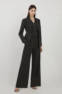 Karen Millen Petite Clean Tailored Grosgrain Tipped Suit black Clearance