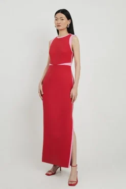 Karen Millen Petite Compact Stretch Contrast Panel Tailored Maxi Dress multi Online