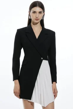 Karen Millen Petite Compact Stretch Soft Tailored Panel Blazer Mini Dress mono Best