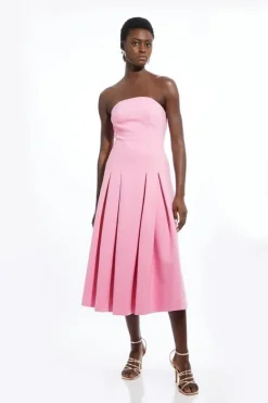 Karen Millen Petite Compact Stretch Tailored Midi Prom Dress blush New