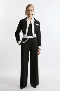 Karen Millen Petite Compact Stretch Tipped Pants black Sale