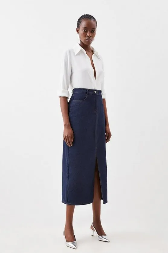 Karen Millen Petite Denim Maxi Skirt indigo Fashion