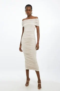 Karen Millen Petite Drapey Slinky Jersey One Shoulder Maxi Dress oyster Best