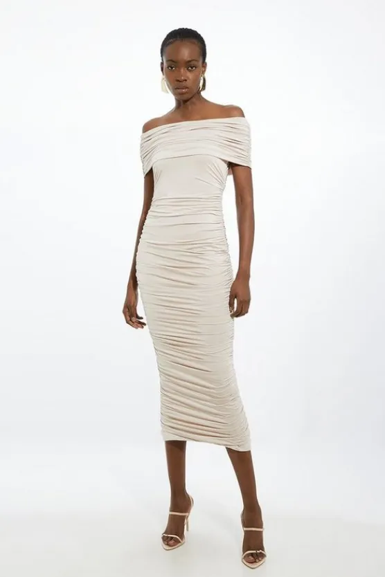 Karen Millen Petite Drapey Slinky Jersey One Shoulder Maxi Dress oyster Best