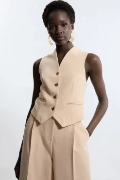 Karen Millen Petite Essential Tailored Button Through Vest beige Best