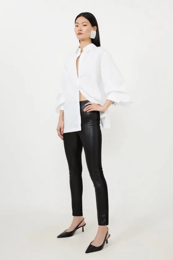Karen Millen Petite Faux Leather And Ponte Leggings black Hot