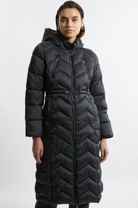 Karen Millen Petite Lightweight Knee Length Packable Coat black Fashion