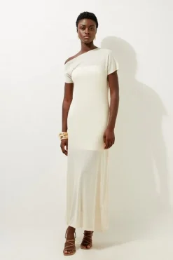 Karen Millen Petite Light Weight Summer Knit Midaxi Dress With Woven Slip neutral Sale