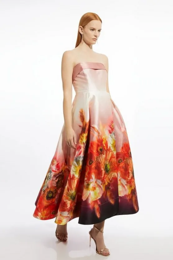 Karen Millen Petite Placed Print Woven Prom Maxi Dress floral Sale