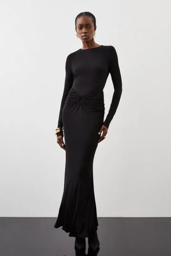 Karen Millen Petite Premium Stretch Crepe Jersey Maxi Dress black Discount