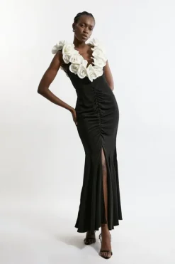 Karen Millen Petite Rosette Drama Maxi Dress mono Discount
