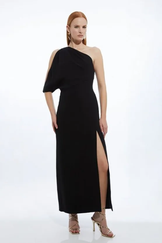 Karen Millen Petite Tailored Asymmetric Cold Shoulder Maxi Dress black Sale