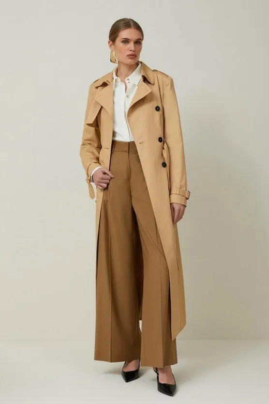 Karen Millen Petite Tailored Classic Belted Trench Coat camel Clearance