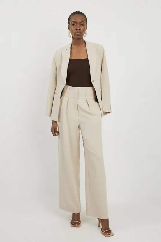 Karen Millen Petite Tailored High Waisted Pleated Wide Leg Pants beige Best