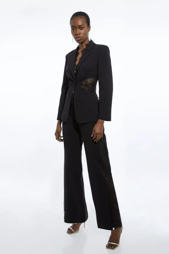 Karen Millen Petite Tailored Lace Detail Suit Set black Sale