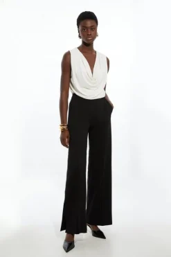 Karen Millen Petite Tailored Ponte Wide Leg Pants black Sale