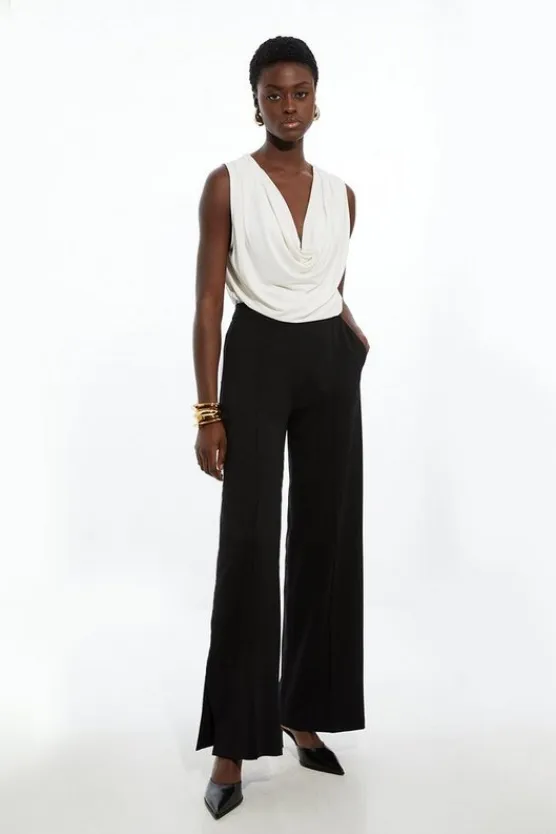 Karen Millen Petite Tailored Ponte Wide Leg Pants black Sale