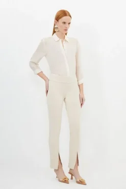 Karen Millen Petite Tailored Split Hem Leggings beige Best